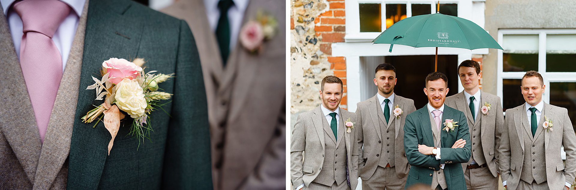 ushers and groom at Bruisyard Hall spring wedding