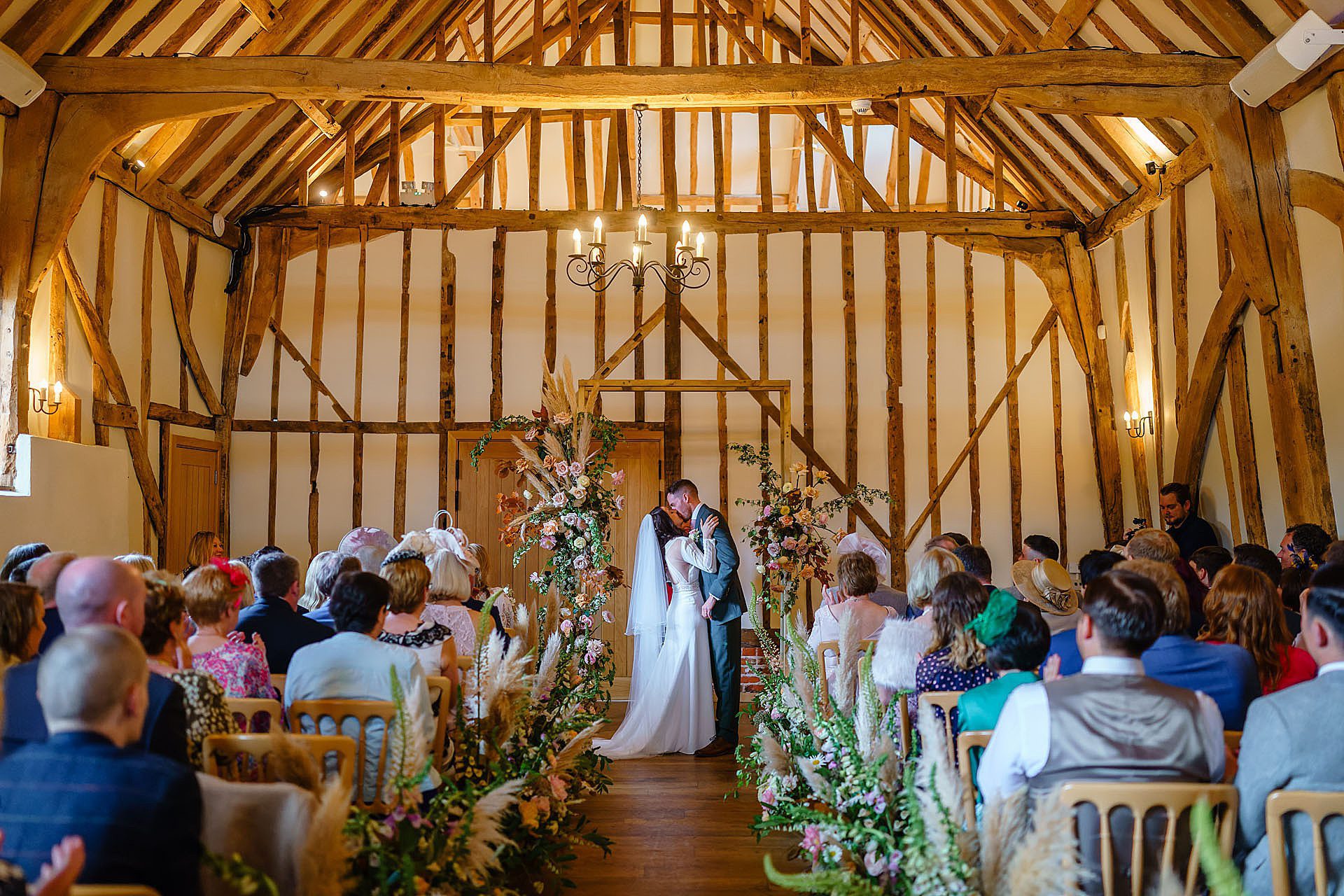 first kiss by bride and groom