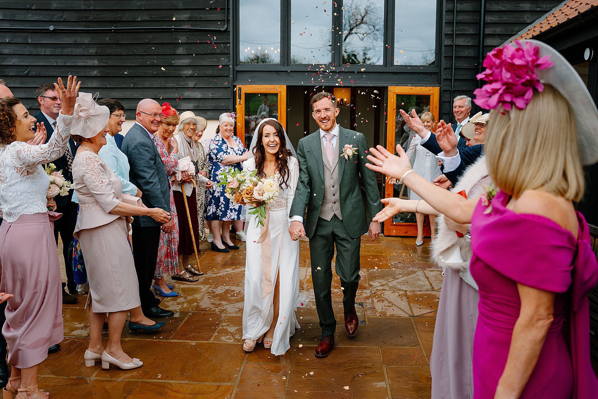 confetti photo at Bruisyard hall spring wedding