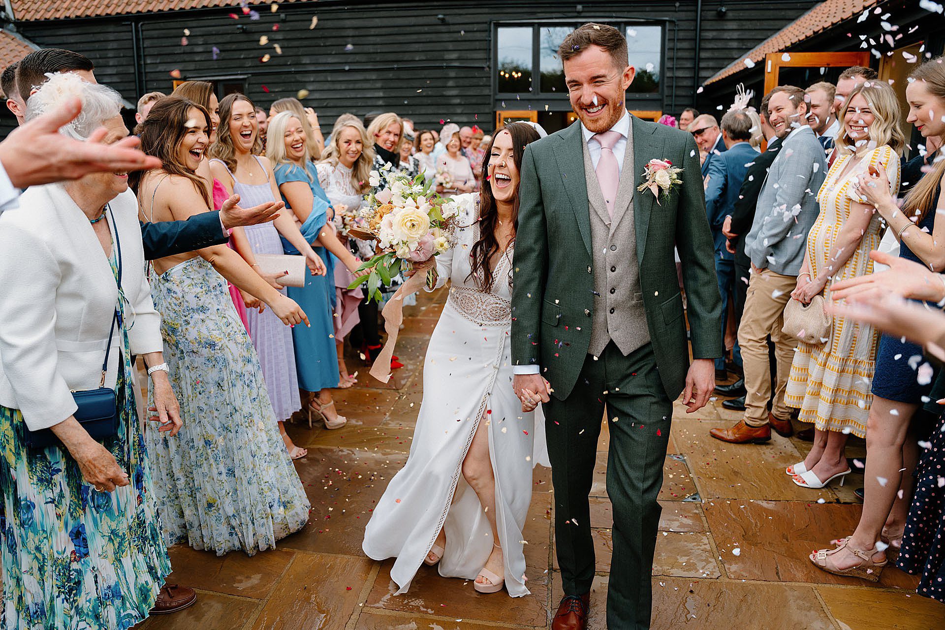 confetti photo at Bruisyard hall spring wedding