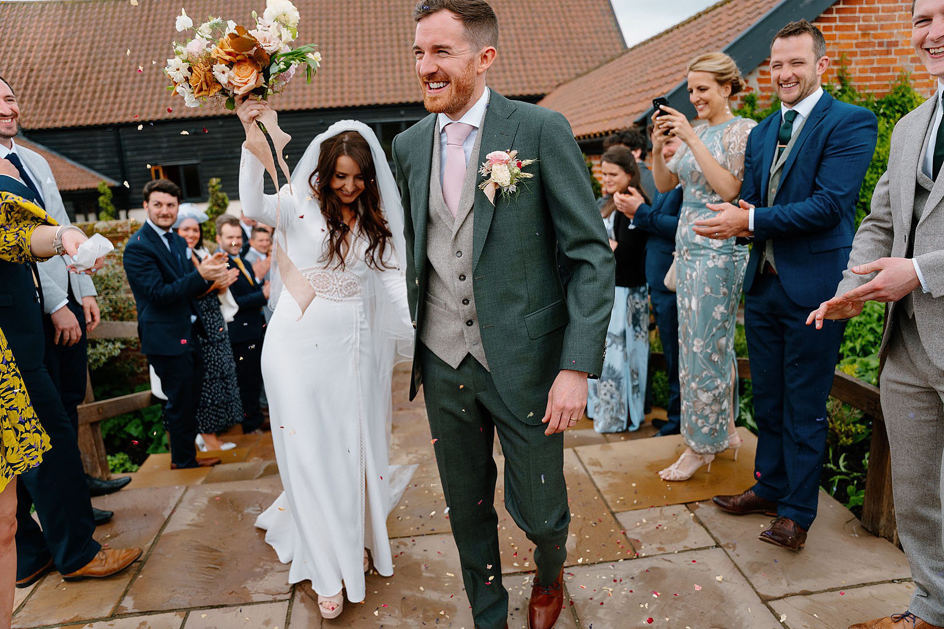 confetti photo at Bruisyard spring wedding
