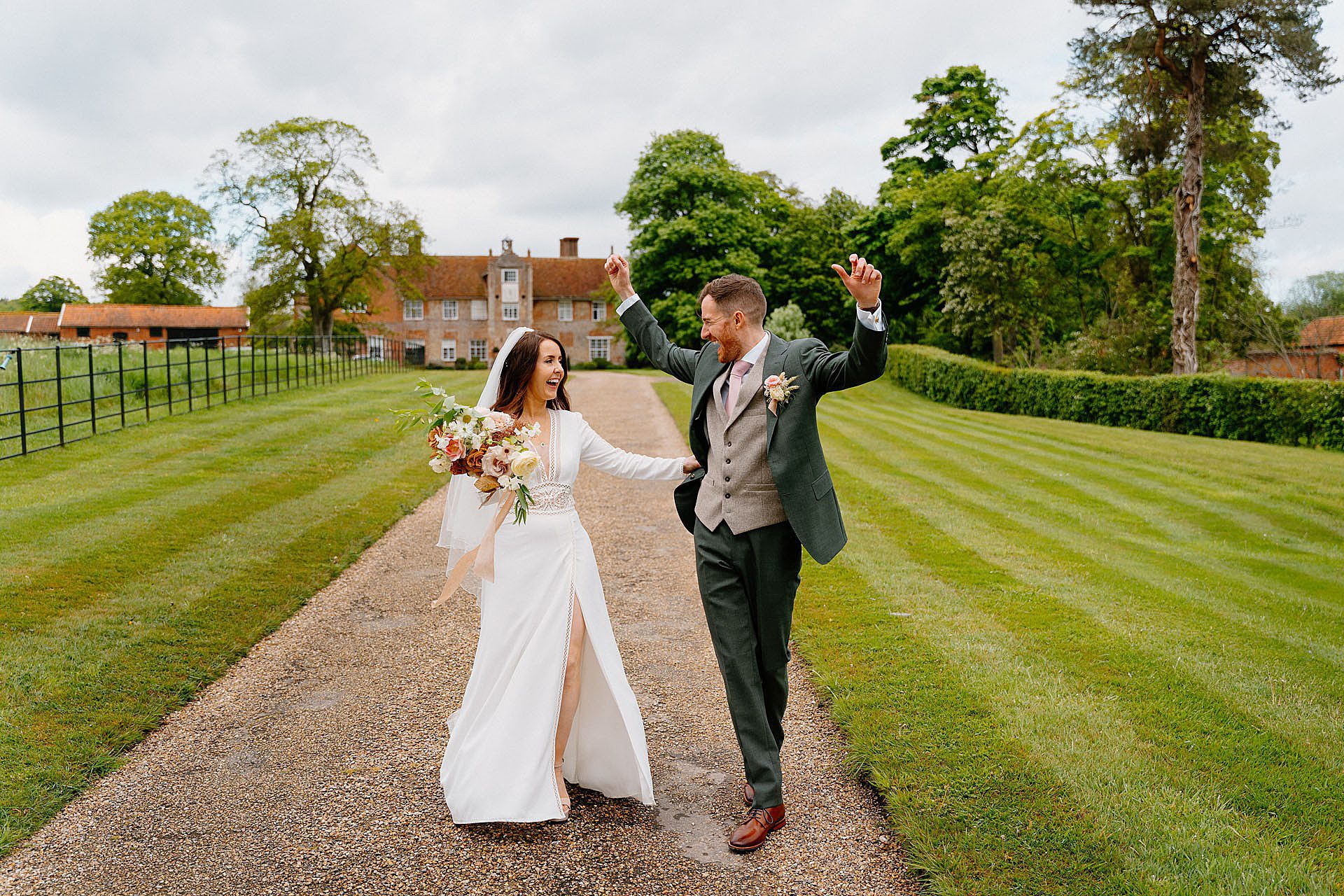 Editorial bride and groom at Bruisyard Hall