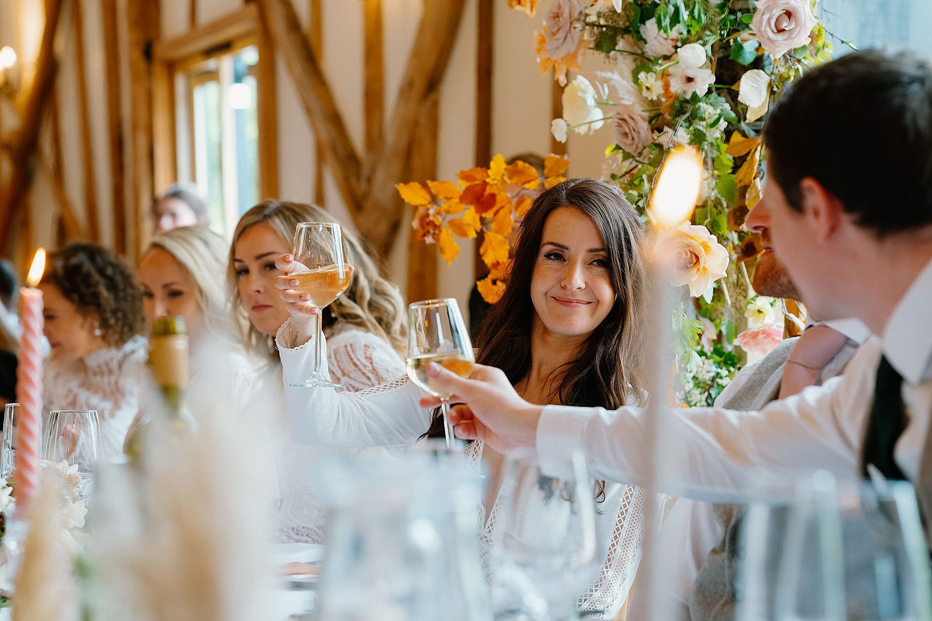 bride toasting at a wedding