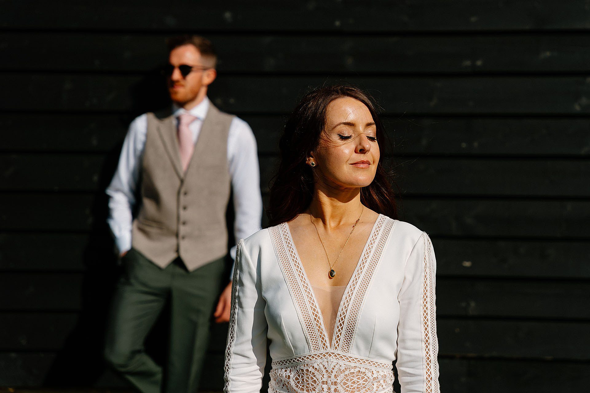 elegant chic bride and groom
