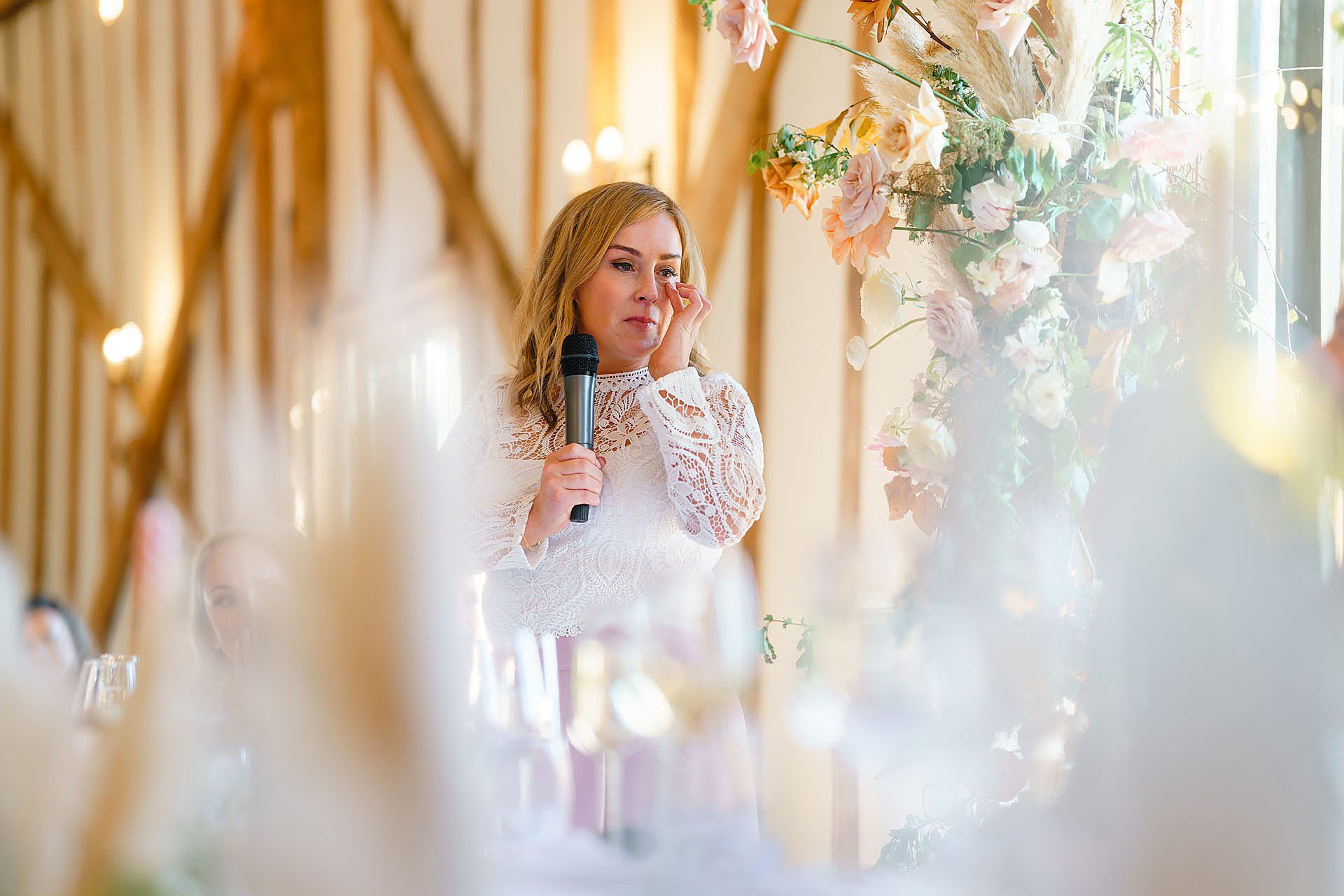 bridesmaid giving an emotional speech