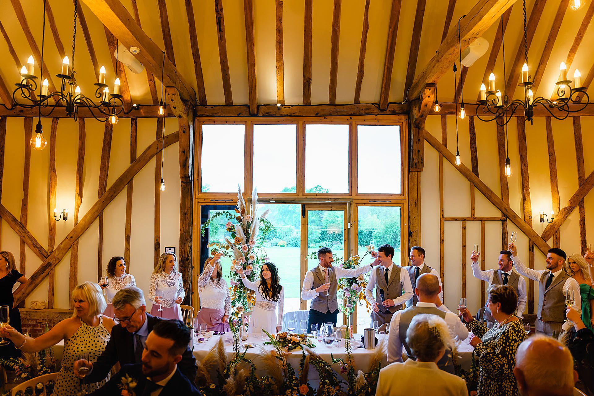 wedding toasts at Bruisyard Hall