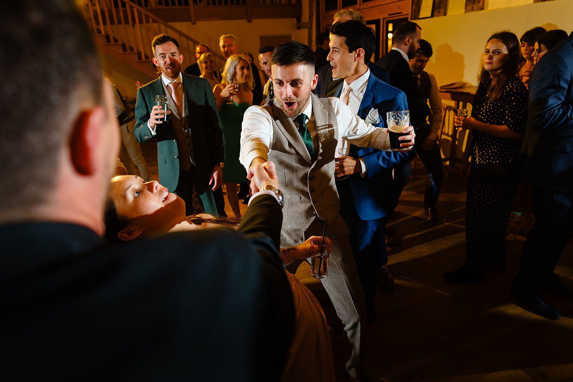 limbo dancing at Bruisyard Hall wedding