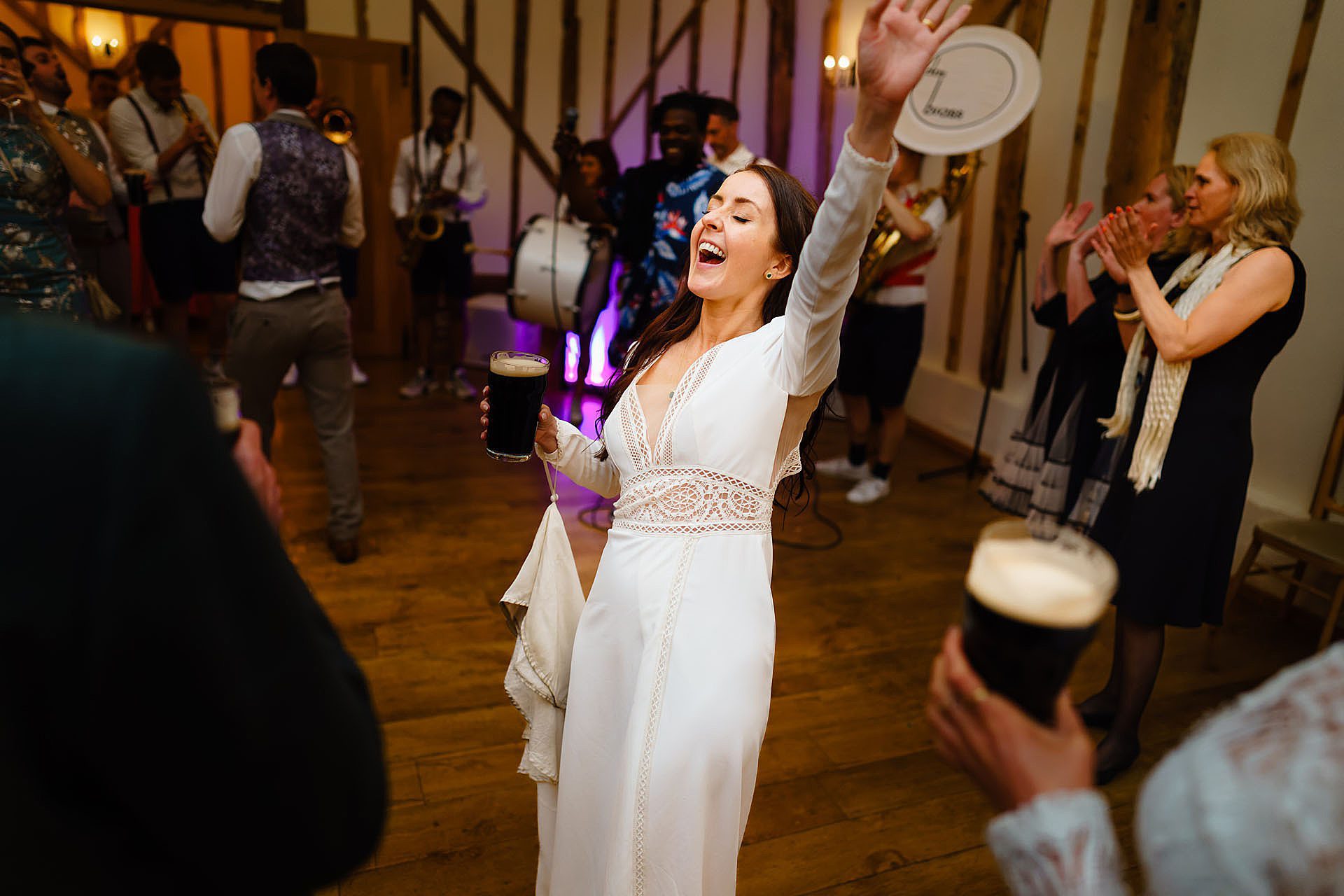 bride Dancing at Bruisyard Hall wedding