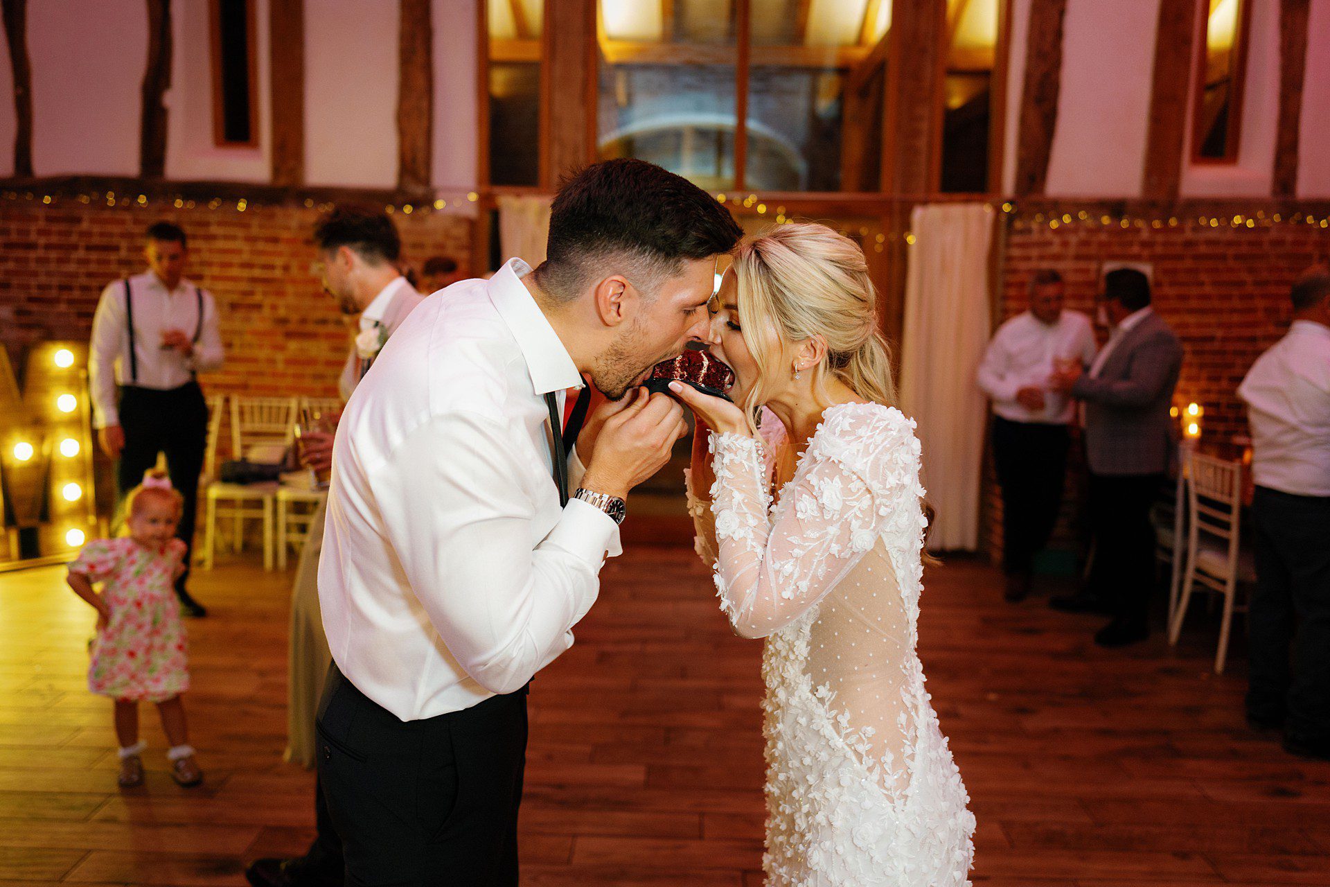 cake cut at Bressingham Hall wedding